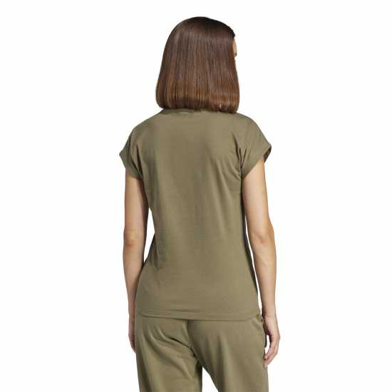 Adidas Essentials Linear Cotton T-Shirt Womens Olive Дамски тениски и фланелки