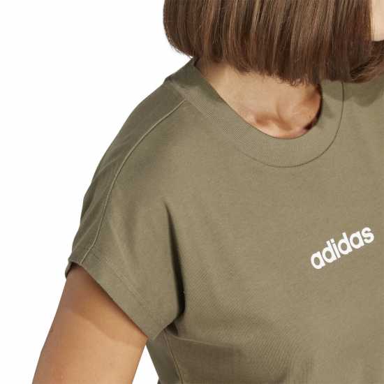 Adidas Essentials Linear Cotton T-Shirt Womens Olive Дамски тениски и фланелки