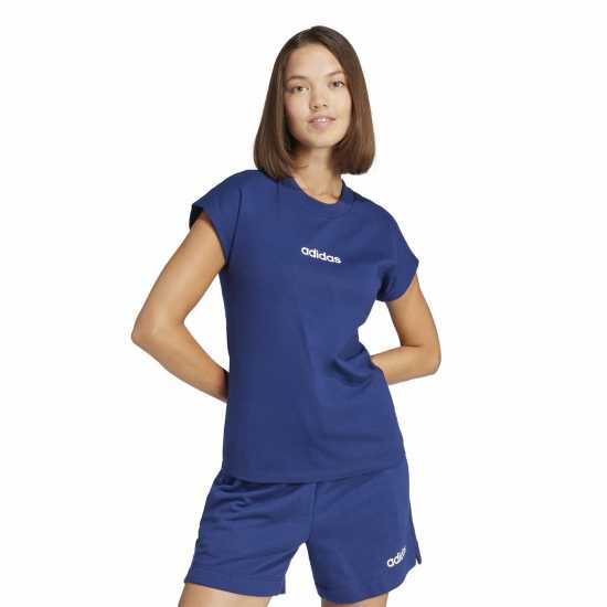 Adidas Essentials Linear Cotton T-Shirt Womens Морска синьо Дамски тениски и фланелки