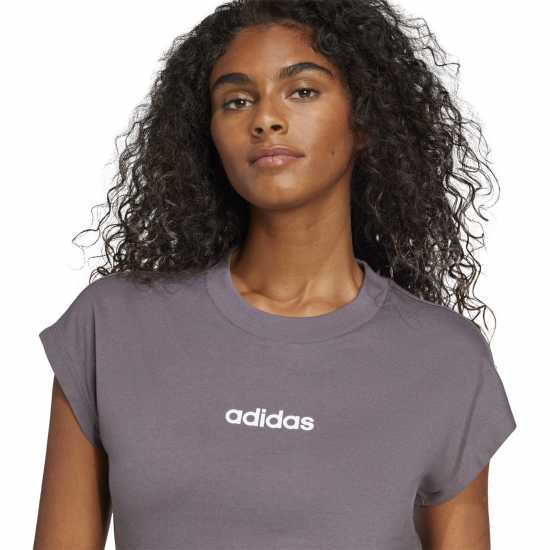 Adidas Essentials Linear Cotton T-Shirt Womens Угъл Дамски тениски и фланелки