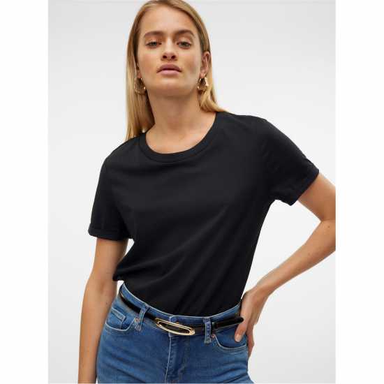 Vero Moda Paula T-Shirt Черно Дамски тениски и фланелки