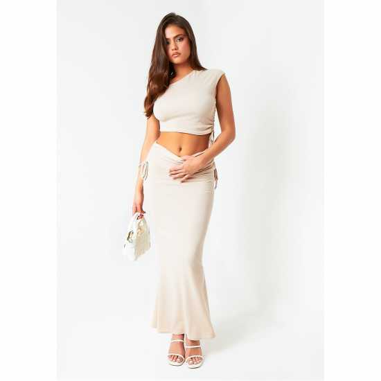 Дамски тениски и фланелки Missy Empire Off The Shoulder Ruched Crop Top Бежово Missy Empire Off The Shoulder Ruched Crop Top Бежово Дамски тениски и фланелки