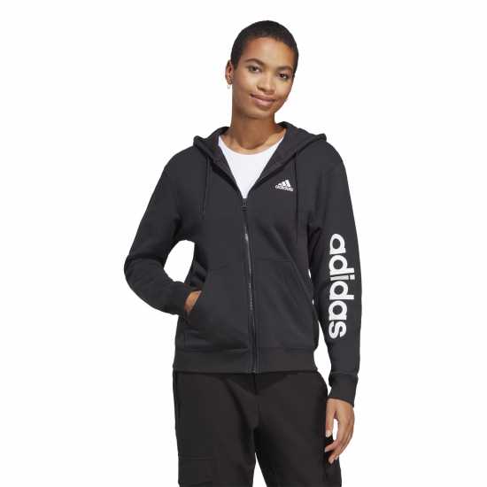 Adidas Essentials Linear Full Zip French Terry Hoodie Womens Adidas Essentials Linear Full Zip French Terry Hoodie Womens