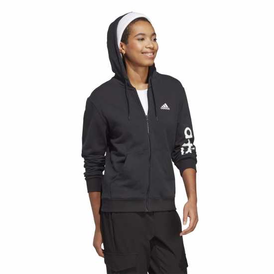 Adidas Essentials Linear Full Zip French Terry Hoodie Womens Adidas Essentials Linear Full Zip French Terry Hoodie Womens