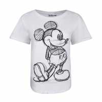 Disney Character T-Shirt Mickey Mouse Sketch White Дамски тениски и фланелки