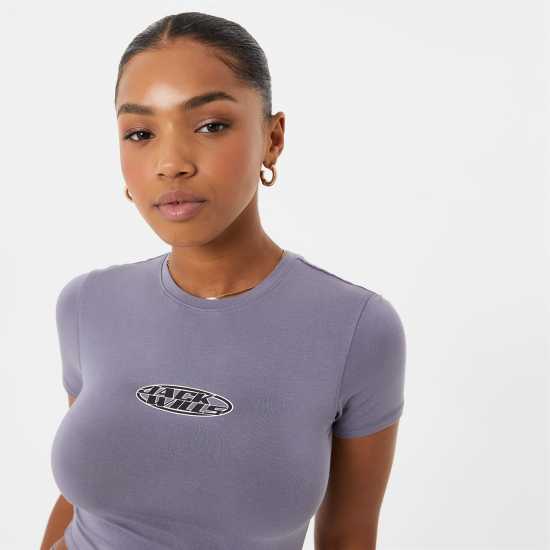 Jack Wills Logo Baby Tee Тъмно сиво Дамски тениски и фланелки