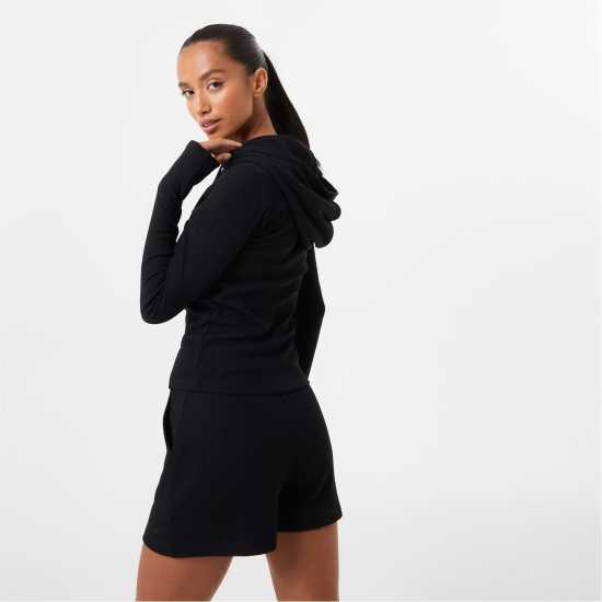 Usa Pro Ribbed Zip Up Hoodie Womens Black Дамски суичъри и блузи с качулки