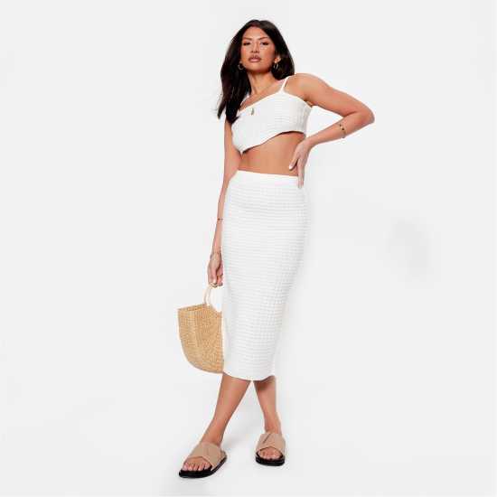 I Saw It First Pointed Hem Knitted Crop Top Co-Ord Cream Дамски пуловери и жилетки