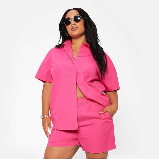 I Saw It First Cotton Short Sleeve Shirt Hot Pink Дамски ризи и тениски