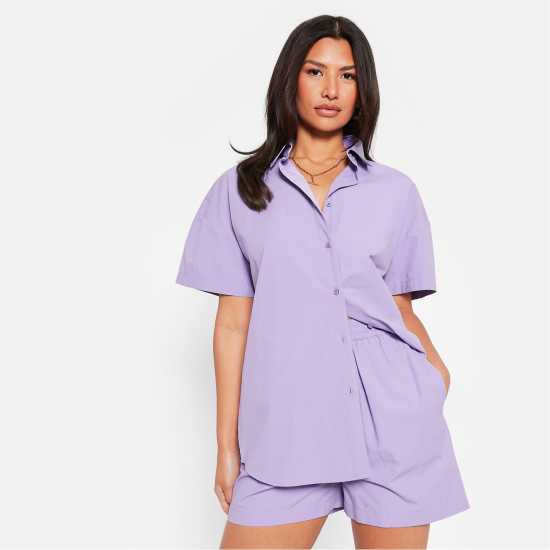 I Saw It First Cotton Short Sleeve Shirt Lilac Дамски ризи и тениски
