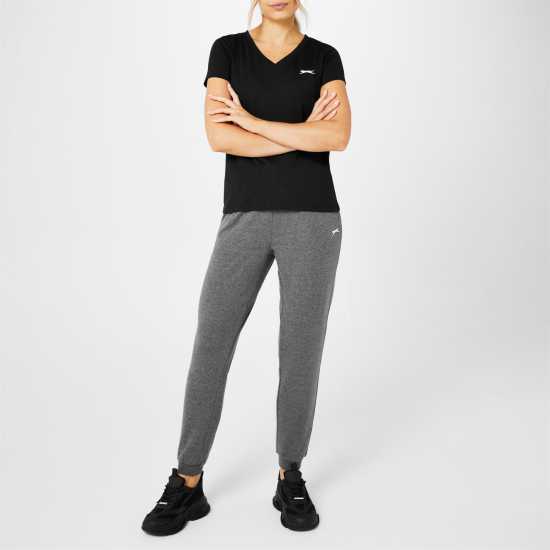 Slazenger Interlock Closed Hem Pant Womens Тъмно сиво марл Дамски долнища на анцуг