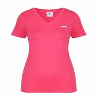 Slazenger V Neck Tee Lds Brt Pink Дамски тениски и фланелки