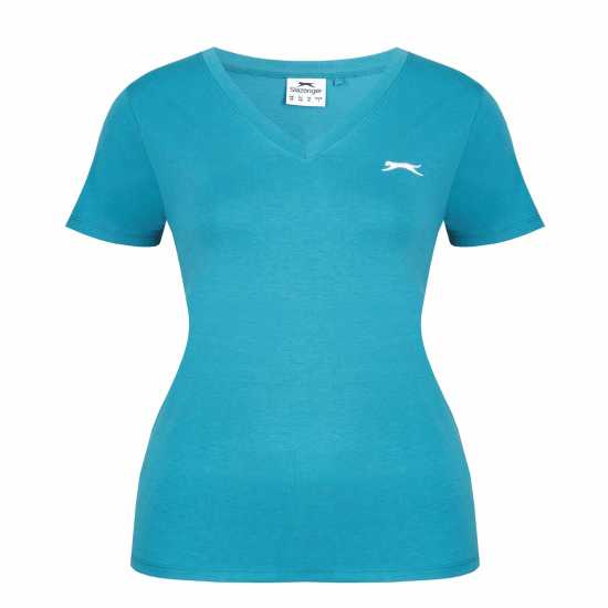 Дамски тениски и фланелки Slazenger Тениска Ladies V Neck Tee Shirt Синьо-зелено Slazenger Тениска Ladies V Neck Tee Shirt Синьо-зелено Дамски тениски и фланелки