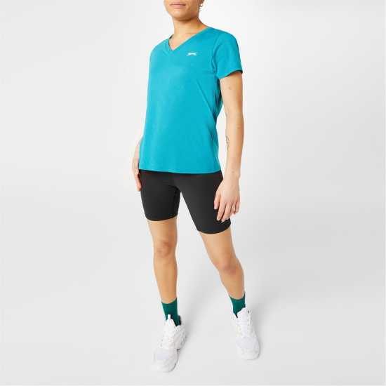 Дамски тениски и фланелки Slazenger Тениска Ladies V Neck Tee Shirt Синьо-зелено Slazenger Тениска Ladies V Neck Tee Shirt Синьо-зелено Дамски тениски и фланелки
