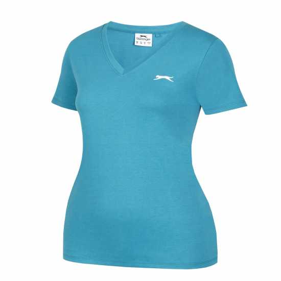 Дамски тениски и фланелки Slazenger Тениска Ladies V Neck Tee Shirt Синьо-зелено Slazenger Тениска Ladies V Neck Tee Shirt Синьо-зелено Дамски тениски и фланелки