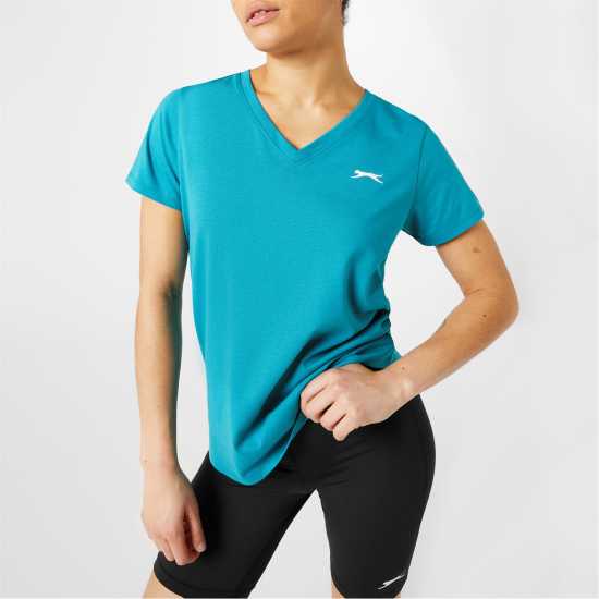 Дамски тениски и фланелки Slazenger Тениска Ladies V Neck Tee Shirt Синьо-зелено Slazenger Тениска Ladies V Neck Tee Shirt Синьо-зелено Дамски тениски и фланелки
