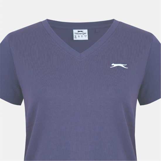 Slazenger Тениска Ladies V Neck Tee Shirt Charcoal Дамски тениски и фланелки