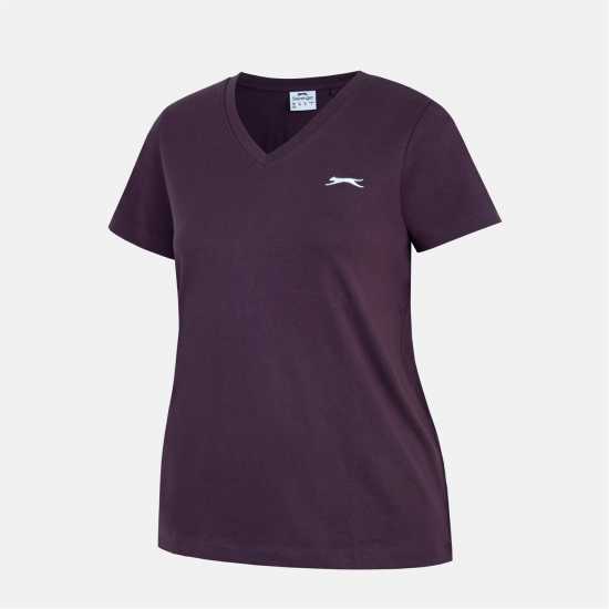 Дамски тениски и фланелки Slazenger Тениска Ladies V Neck Tee Shirt Plum Slazenger Тениска Ladies V Neck Tee Shirt Plum Дамски тениски и фланелки
