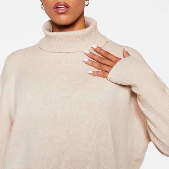 I Saw It First Roll Neck Oversized Jumper Biscuit Дамски пуловери и жилетки