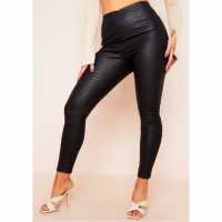 Missy Empire Print Leather Leggings Черно 