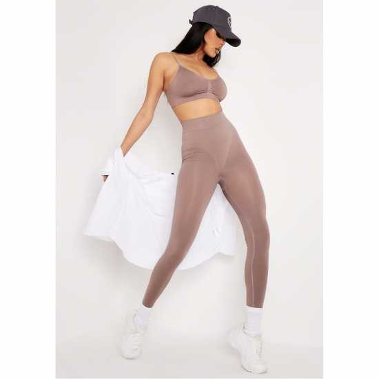 Безшевен Клин Missy Empire Waisted Body Sculpting Seamless Leggings Моха Дамско трико и клинове