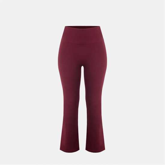 Miso Kick Flare High Waisted Full Length Cotton Leggings Бордово 