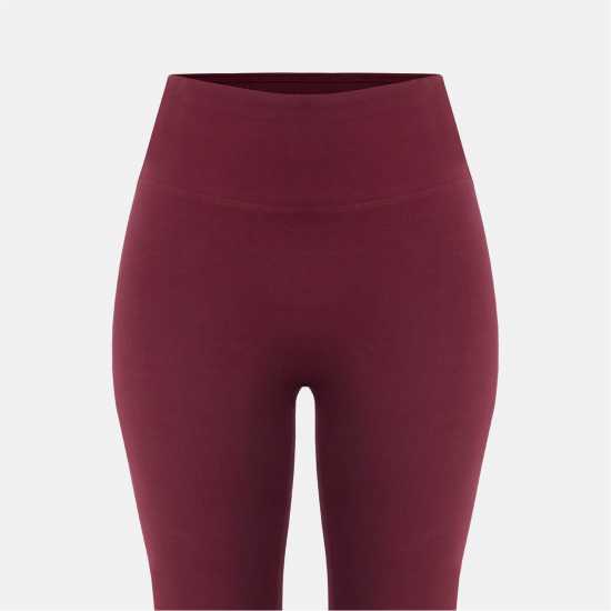 Miso Kick Flare High Waisted Full Length Cotton Leggings Бордово 