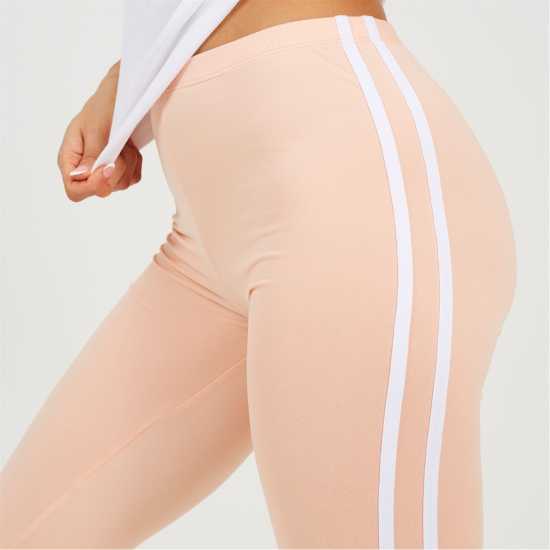 Brave Soul Peach Leggings With Stripe Detail  