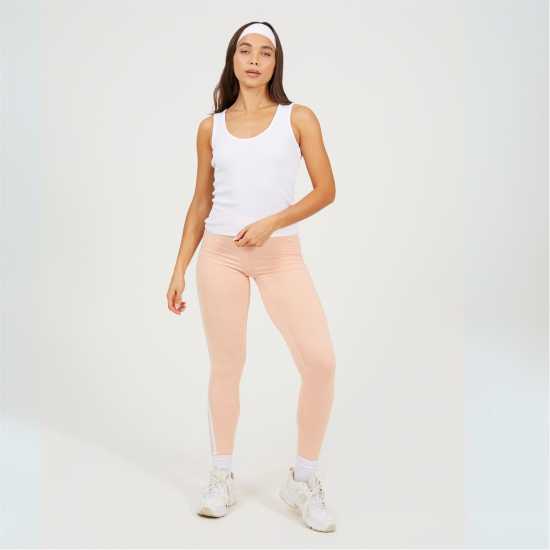 Brave Soul Peach Leggings With Stripe Detail  