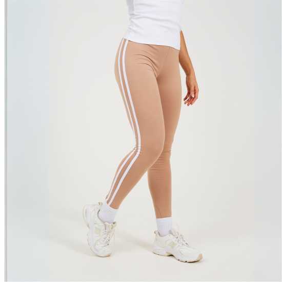 Brave Soul Taupe Leggings With Stripe Detail Brave Soul Taupe Leggings With Stripe Detail