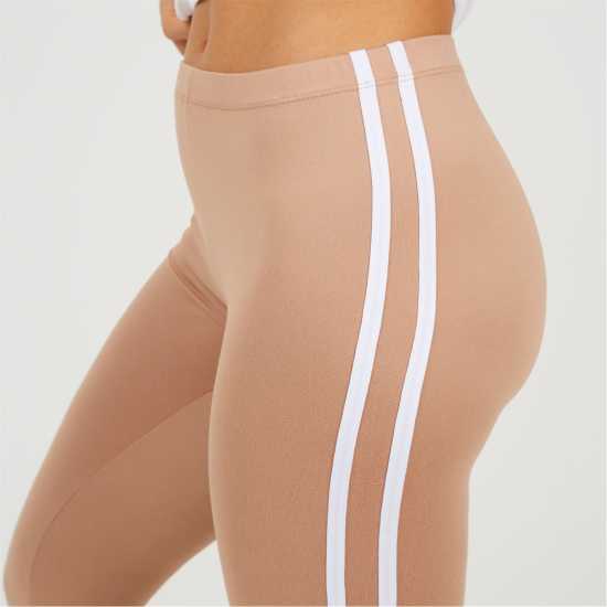 Brave Soul Taupe Leggings With Stripe Detail Brave Soul Taupe Leggings With Stripe Detail