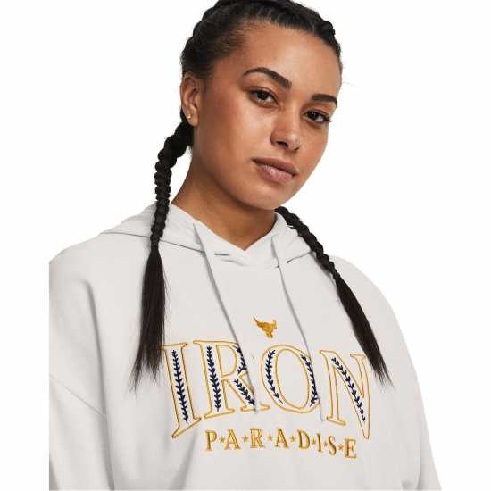 Under Armour Project Rock Everyday Hoodie Womens White Clay Дамски суичъри и блузи с качулки