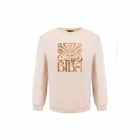 Biba Спортна Блуза Women's Logo Crew Sweatshirt крем Biba Women's Logo Crew Sweatshirt крем