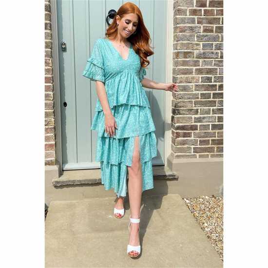 Дамски поли и рокли Средна Рокля In The Style The Style Floral Split Frill Midi Dress Средна Рокля In The Style The Style Floral Split Frill Midi Dress Дамски поли и рокли