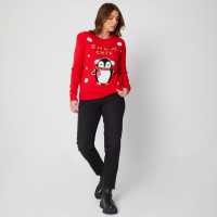 Penguin Jumper Red  Дамски пуловери и жилетки