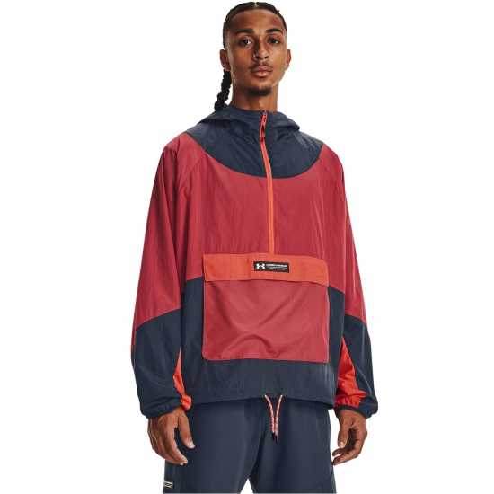 Under Armour Мъжко Спортно Горнище Armour Ua Rush Woven Half Zip Anorak Tracksuit Top Mens  Мъжки дрехи за фитнес