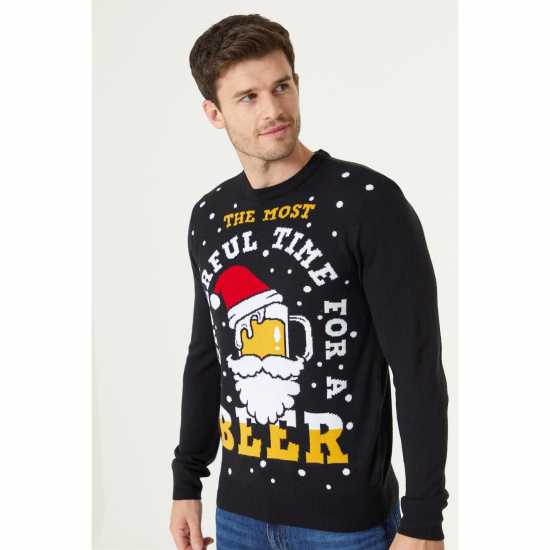 Коледен Пуловер Wonderful Beer Christmas Jumper Black  Мъжки пуловери и жилетки
