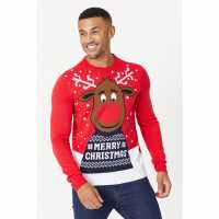 Коледен Пуловер Reindeer Christmas Jumper Red  Мъжки пуловери и жилетки
