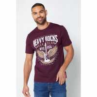Studio Heavy Rocks Print T-Shirt Burgundy  Мъжки ризи