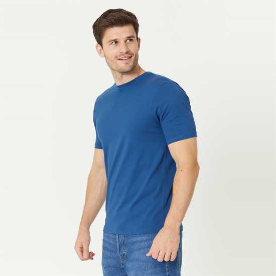 Crew Neck Sf T-Shirt Blue Мъжко облекло за едри хора