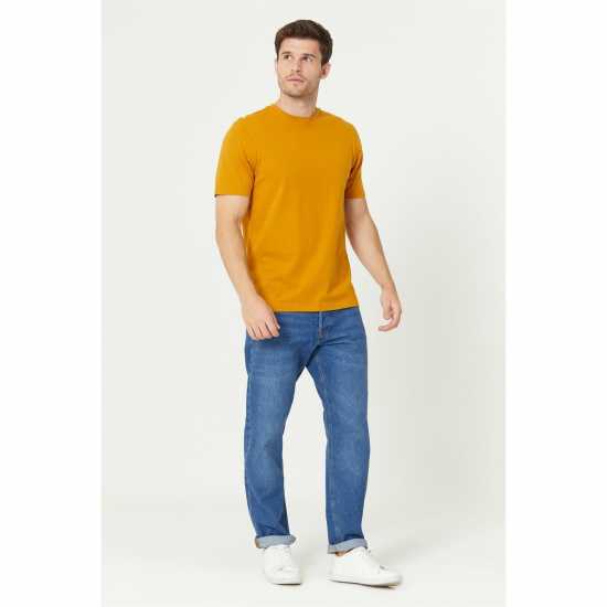 Crew Neck Rf T-Shirt Yellow Мъжко облекло за едри хора