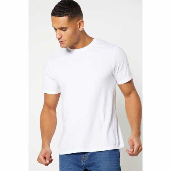 Crew Neck Rf T-Shirt White Мъжко облекло за едри хора