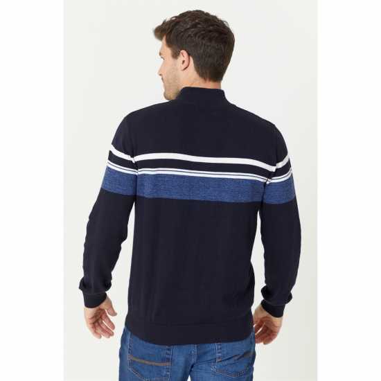 Chest Stripe Half Zip Navy  Мъжки пуловери и жилетки