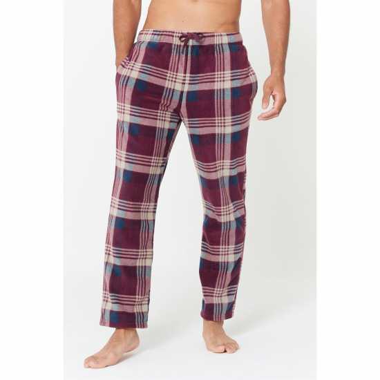 Studio Pack Of 2 Burgundy/grey Check Fleece Pyjama Pants  Мъжки пижами