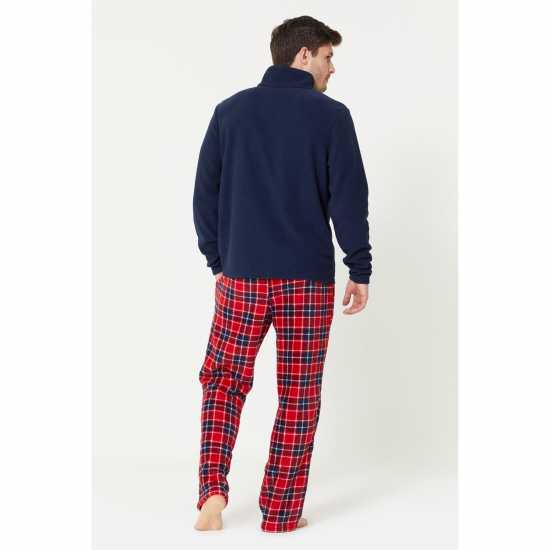 Studio Zip Fleece Check Pyjama Set Navy/Red Мъжки пижами