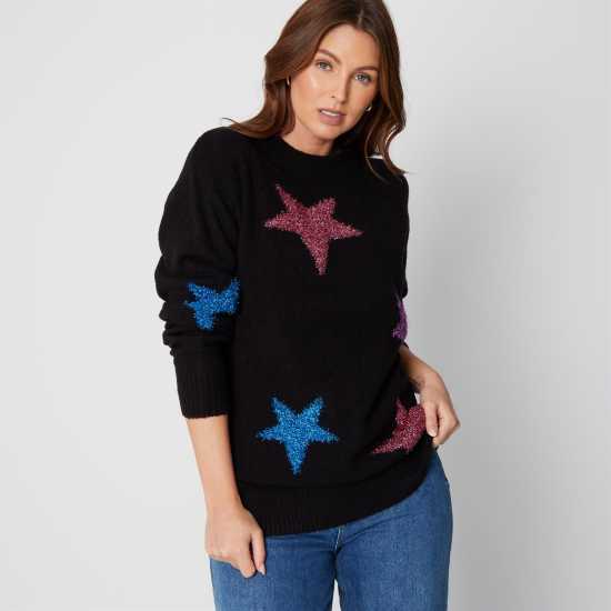 Motif Mossy Black Jumper  - Дамски пуловери и жилетки