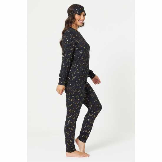 Print Soft Touch Jersey Pyjamas With Eyemask Gift Wrapped Black  Дамско облекло плюс размер