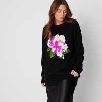 Flower Black Jumper  Дамски пуловери и жилетки