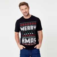 Merry Xmas Fairisle Christmas T-Shirt Black  Мъжки ризи