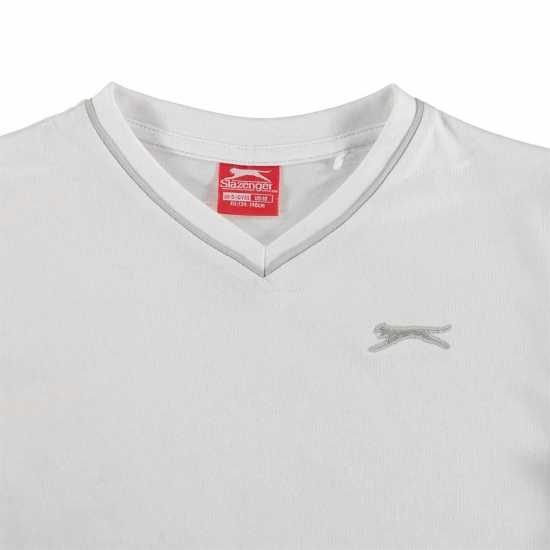 Slazenger Тениска Момчета V Neck T Shirt Junior Boys White Мъжки тениски и фланелки